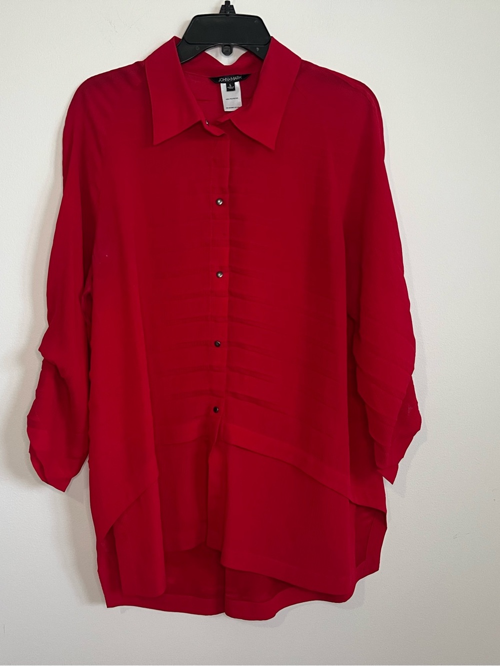 John Mark Vibrant Red Layered Button-Front Blouse